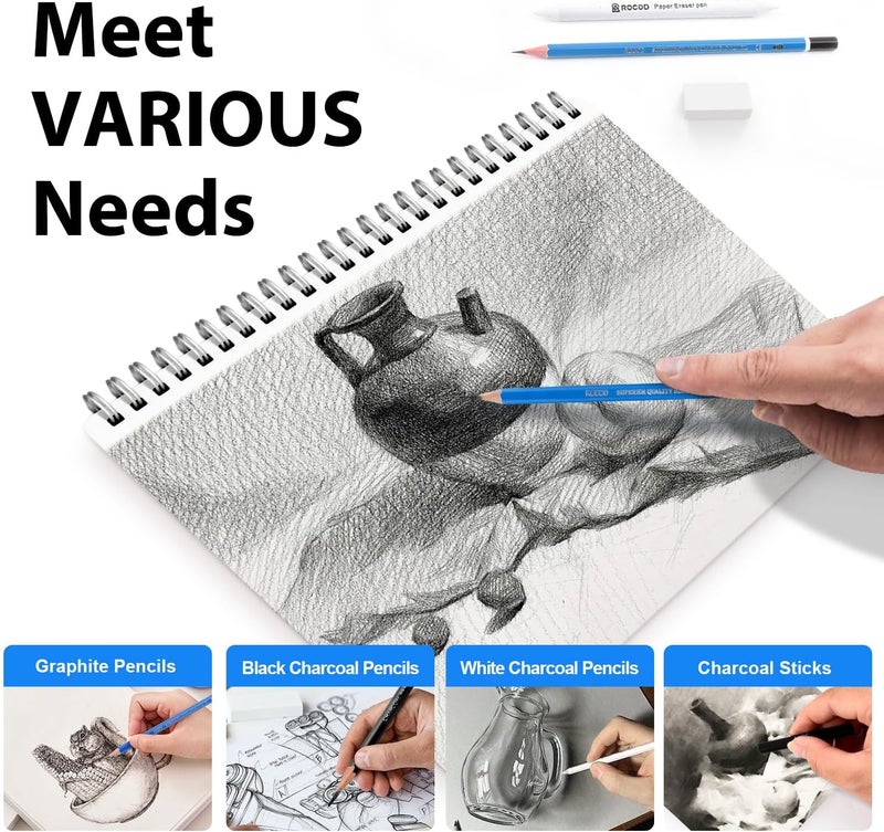 ROCOD Sketch Pencils for Kids and Adults Drawing, 26-Piece Profession Sketching Pencils, Drawing Pencil for Artists Beginner Sketching, Art Graphite Pencil 6B to 4H - Image 3